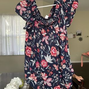 Blue off shoulder floral top